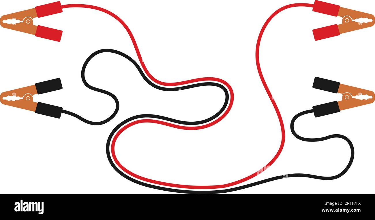 Icona del cavo di avviamento per batteria per auto illustrazione vettoriale design semplice Illustrazione Vettoriale