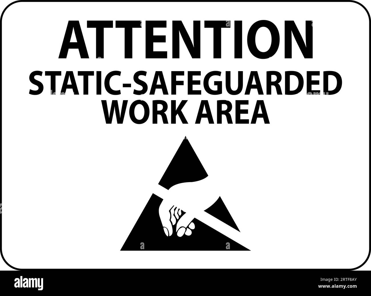 Segnale di avvertenza statico attenzione - area di lavoro protetta da elettricità statica Illustrazione Vettoriale
