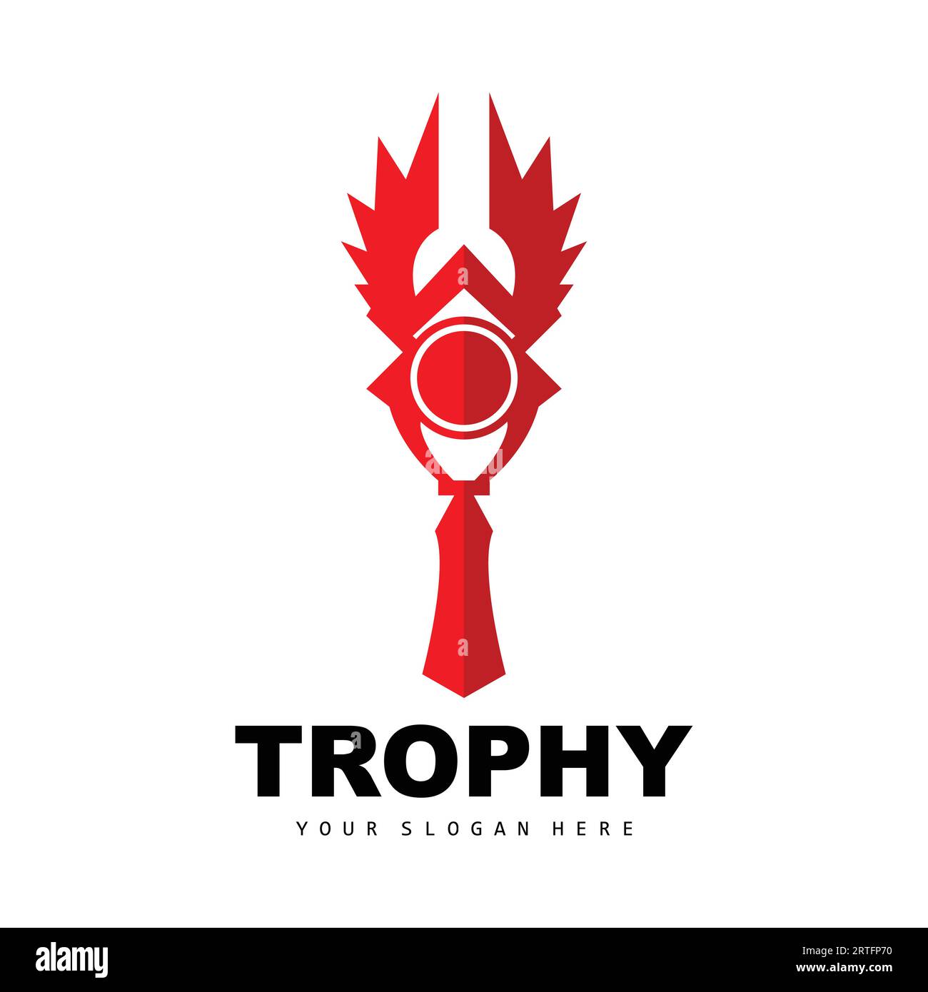 Logo Championship Trophy, design del trofeo vincitore del Champion Award, modello icona vettore Illustrazione Vettoriale