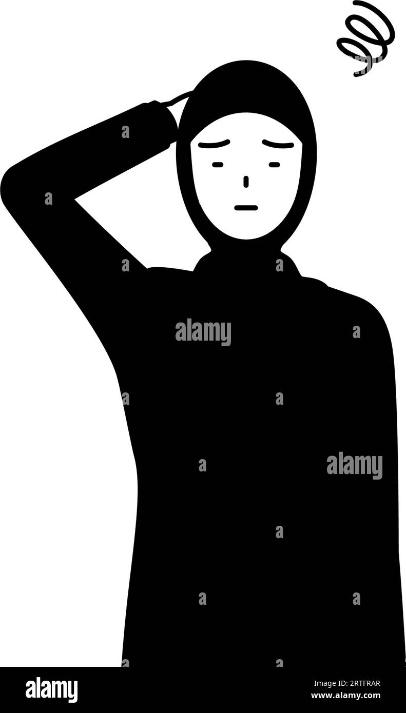 Donna musulmana che si gratta la testa in pericolo, Vector Illustration Illustrazione Vettoriale