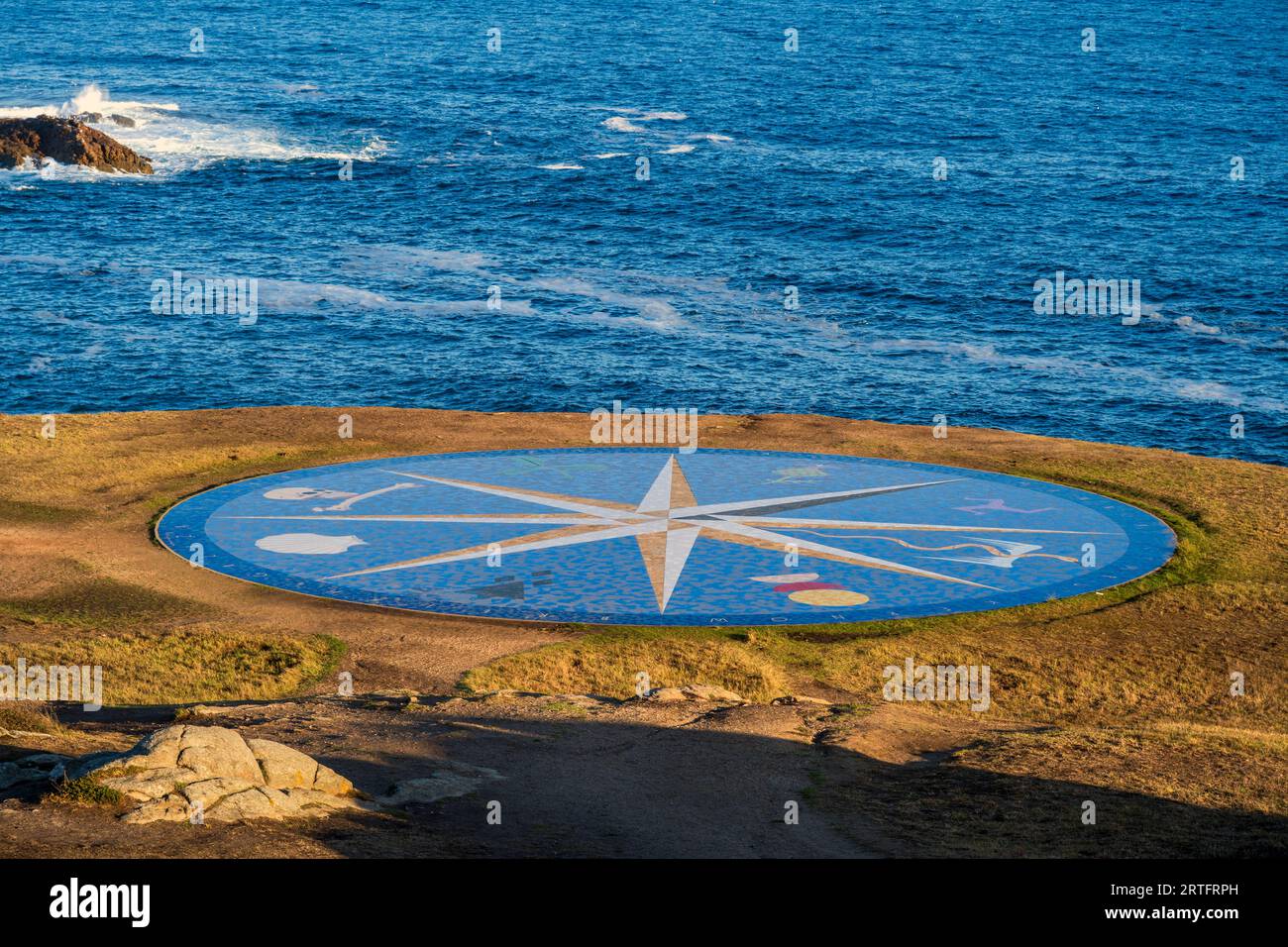 La rosa della bussola rappresenta i diversi popoli celtici, Una Coruna, la Galizia, la Spagna Foto Stock