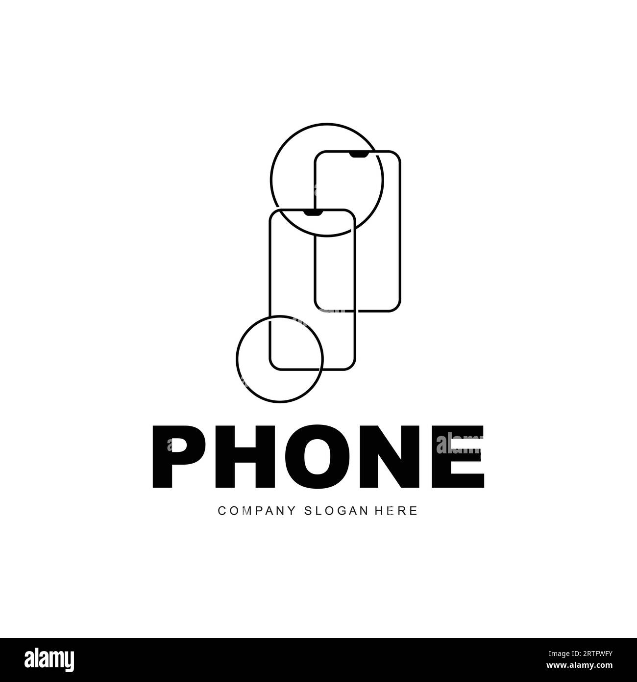 Logo per smartphone, vettore di elettronica di comunicazione, design moderno per telefoni, per simbolo del marchio aziendale Illustrazione Vettoriale