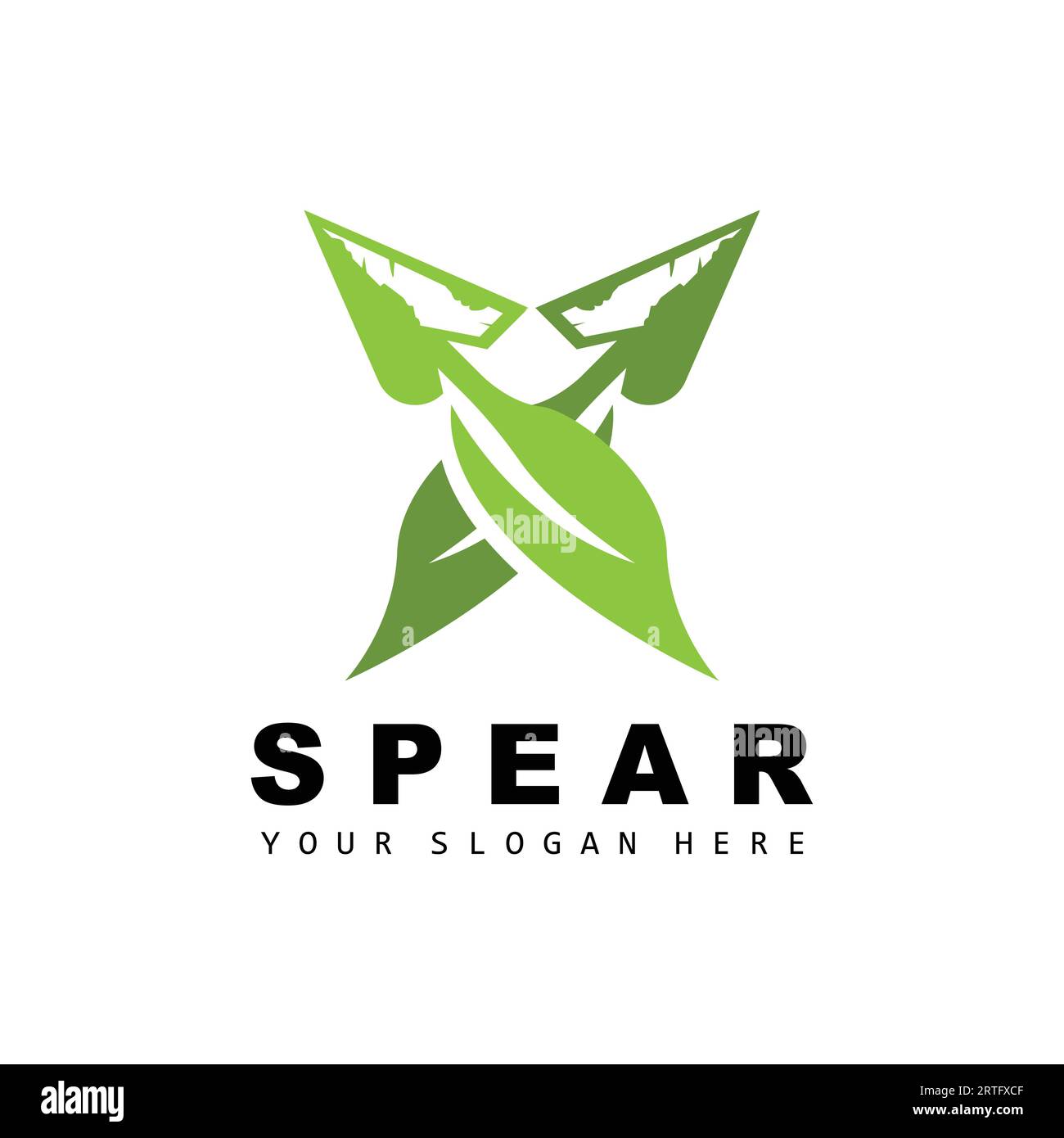 Logo Spear, Hunting Gear Design, Arrow War Weapon, marchio di prodotto Vector Illustrazione Vettoriale