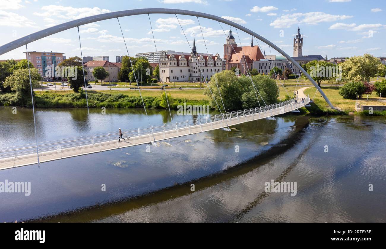 ponte sul fiume elba a Dessau- Roßlau, sassonia-anhalt, germania Foto Stock