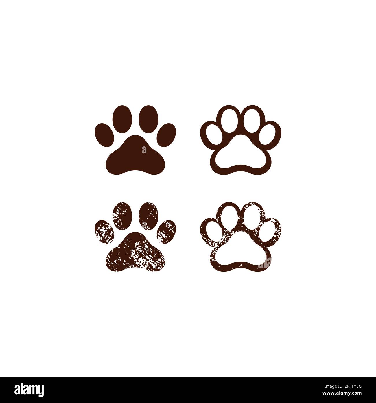 Set di illustrazione vettore di stampa Paw. Paw Grunge Vector Illustrazione Vettoriale