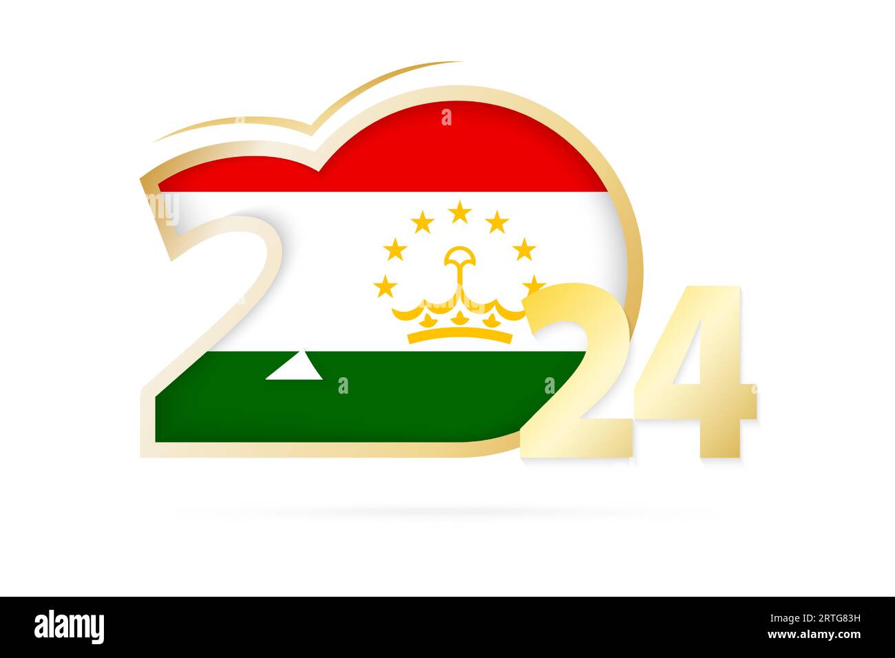 Anno 2024 con schema bandiera Tagikistan. Illustrazione vettoriale. Illustrazione Vettoriale