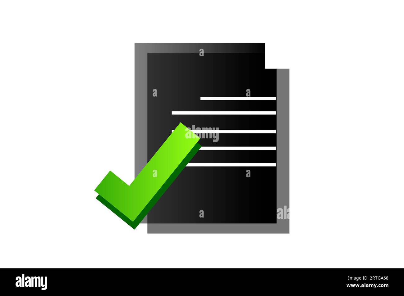 Correggere l'icona del documento su sfondo bianco isolato. Foto Stock