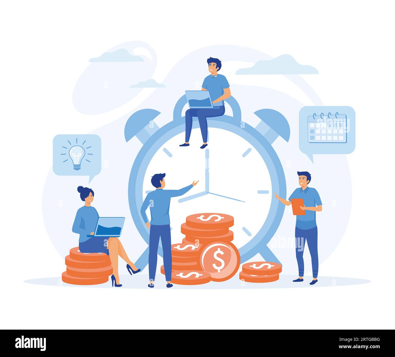 Un termine di possibilità di valutazione oggettiva. Chiudere la sveglia. illustrazione moderna a vettore piatto Illustrazione Vettoriale