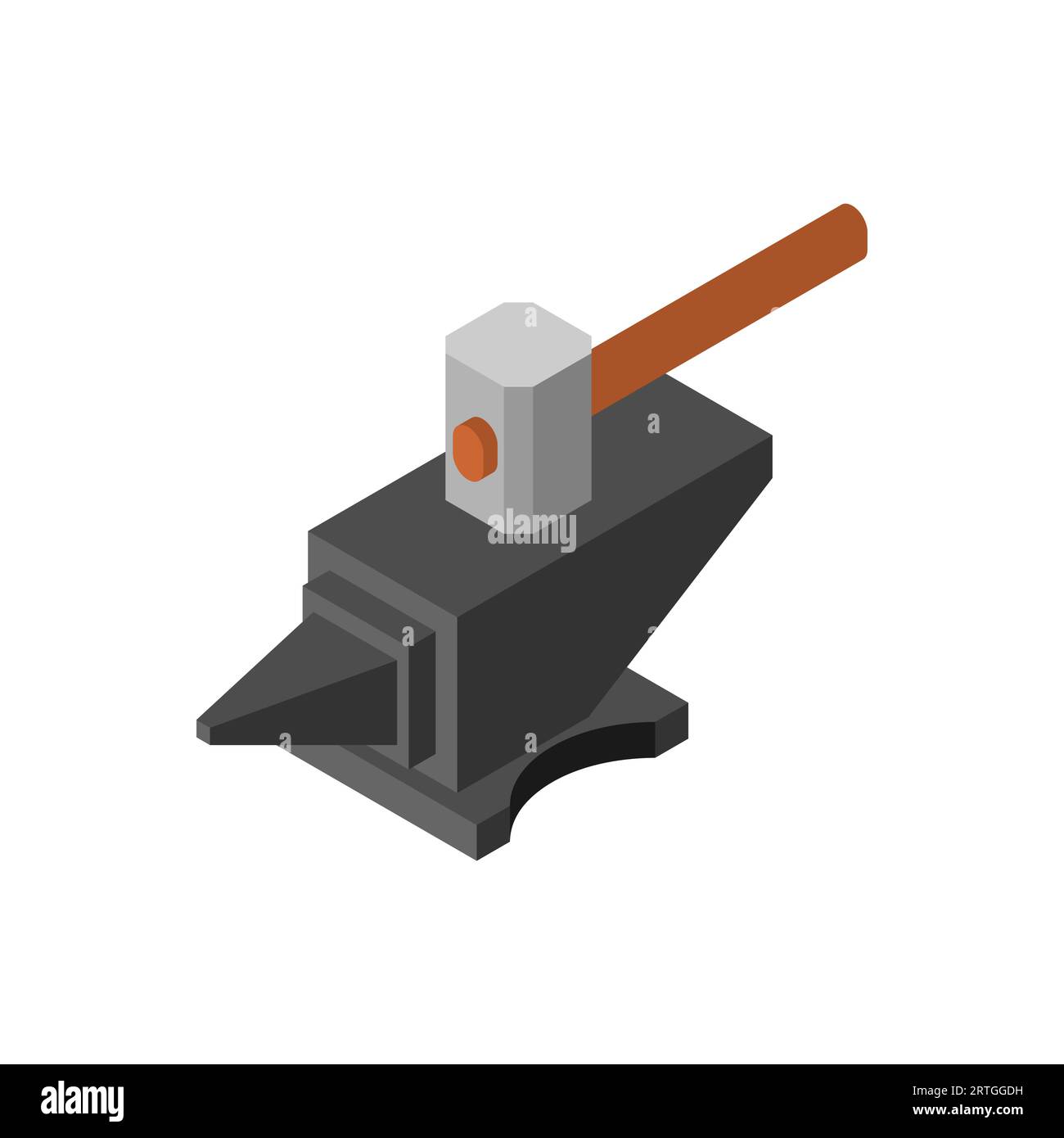 Hammer e Anvil isolati. Utensile fabbro. Illustrazione Vettoriale