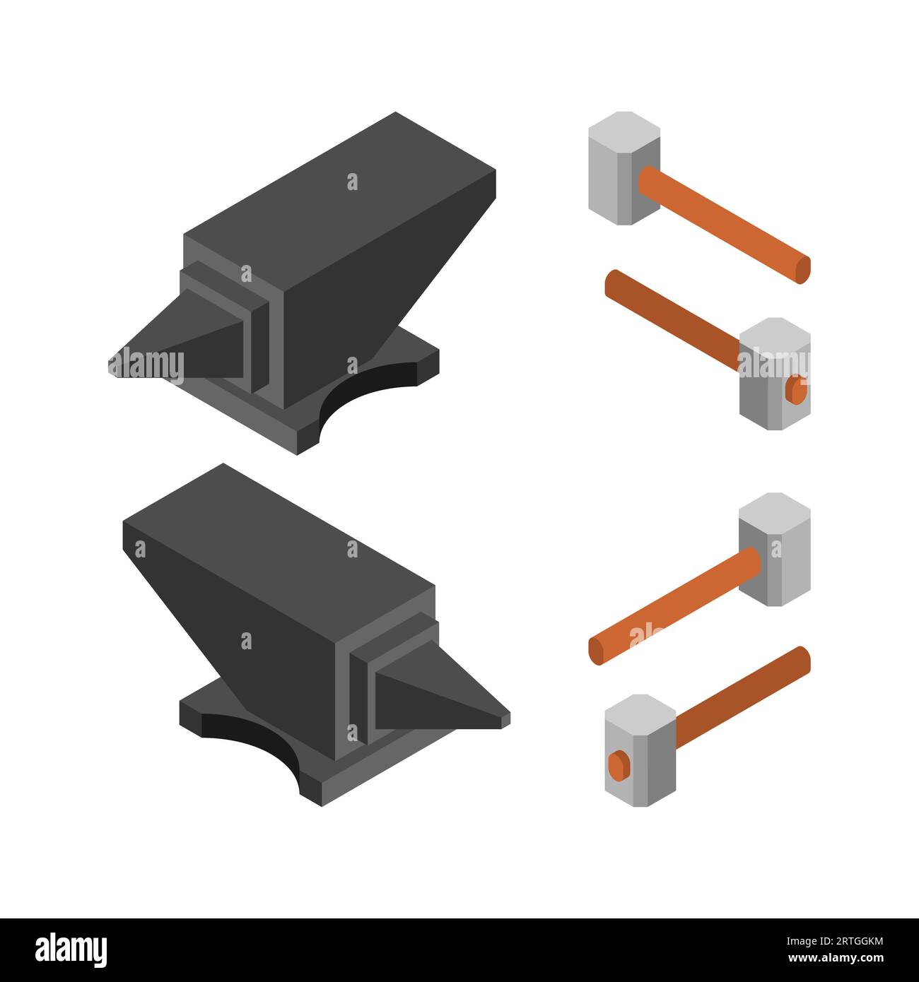 Hammer e Anvil isolati. Utensile fabbro. Illustrazione Vettoriale