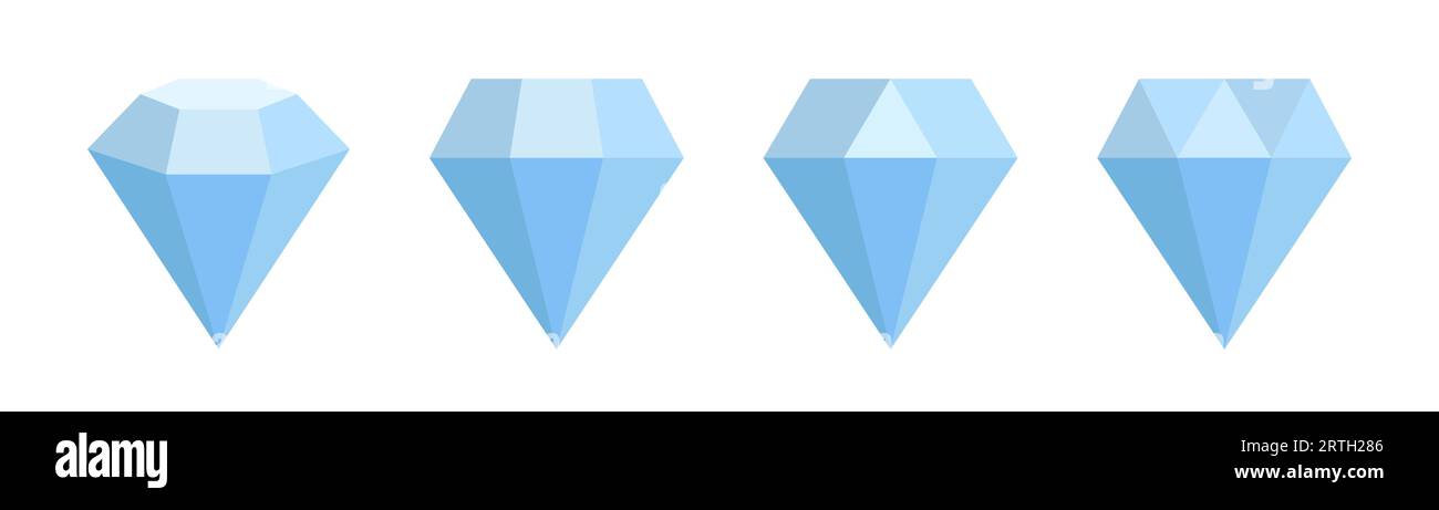 Set di icone diamantate. Icona gemma blu. Simbolo diamante. Simbolo di gemma blu. Vettore brillante. Pittogramma del diamante glifo. Set di simboli di gemma. Illustrati vettoriali di magazzino Illustrazione Vettoriale