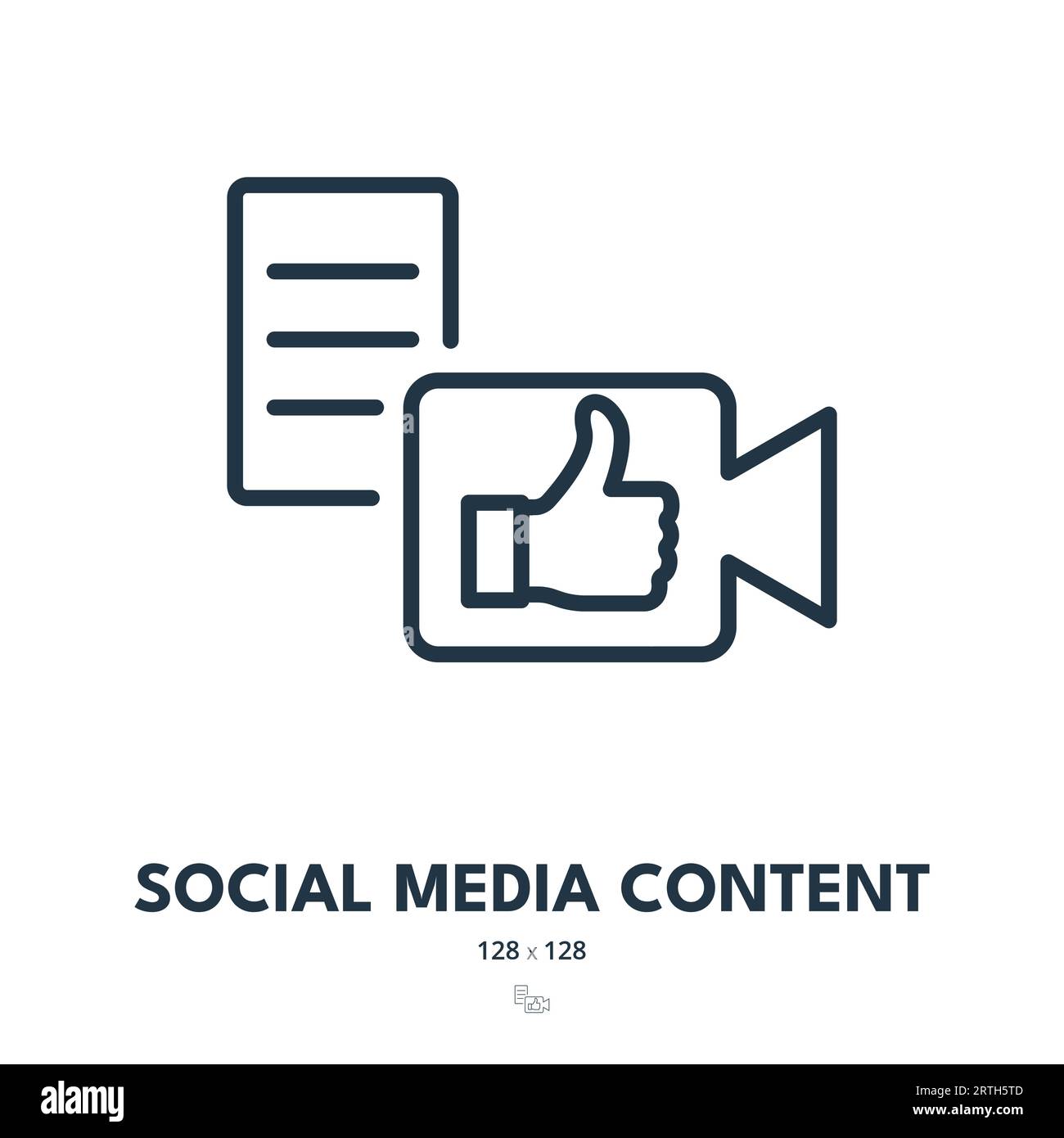 Icona contenuto social media. Marketing, Video, contenuti. Tratto modificabile. Icona vettore semplice Illustrazione Vettoriale