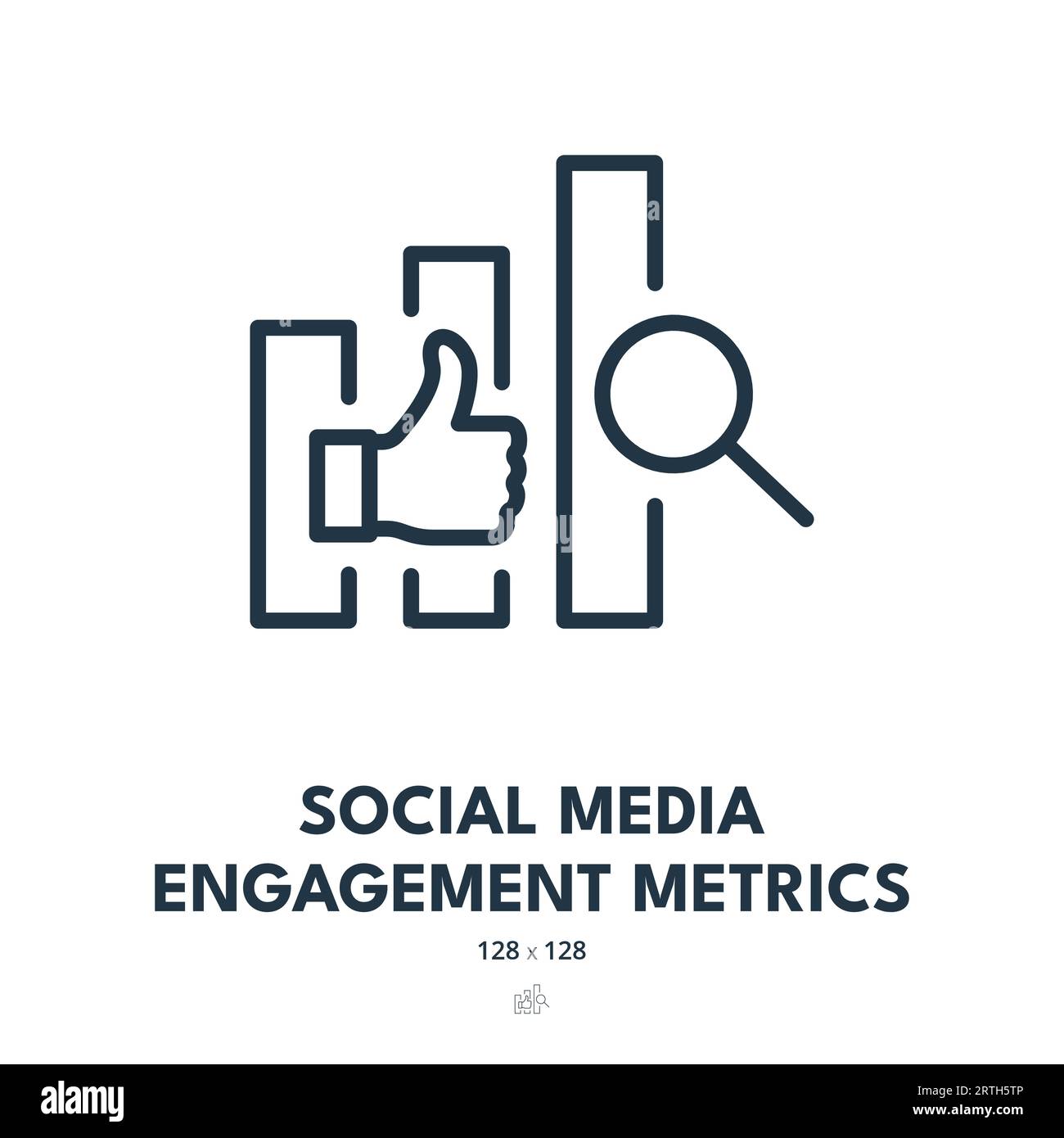 Icona metriche di coinvolgimento dei social media. Contenuto, Community, Thumbs Up. Tratto modificabile. Icona vettore semplice Illustrazione Vettoriale