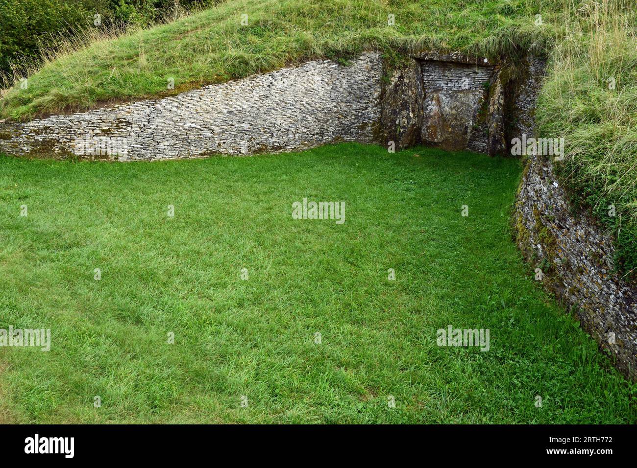 Belas Knap Burial Chamber Cleeve Hill vicino a Winchcombe Cotswolds Foto Stock