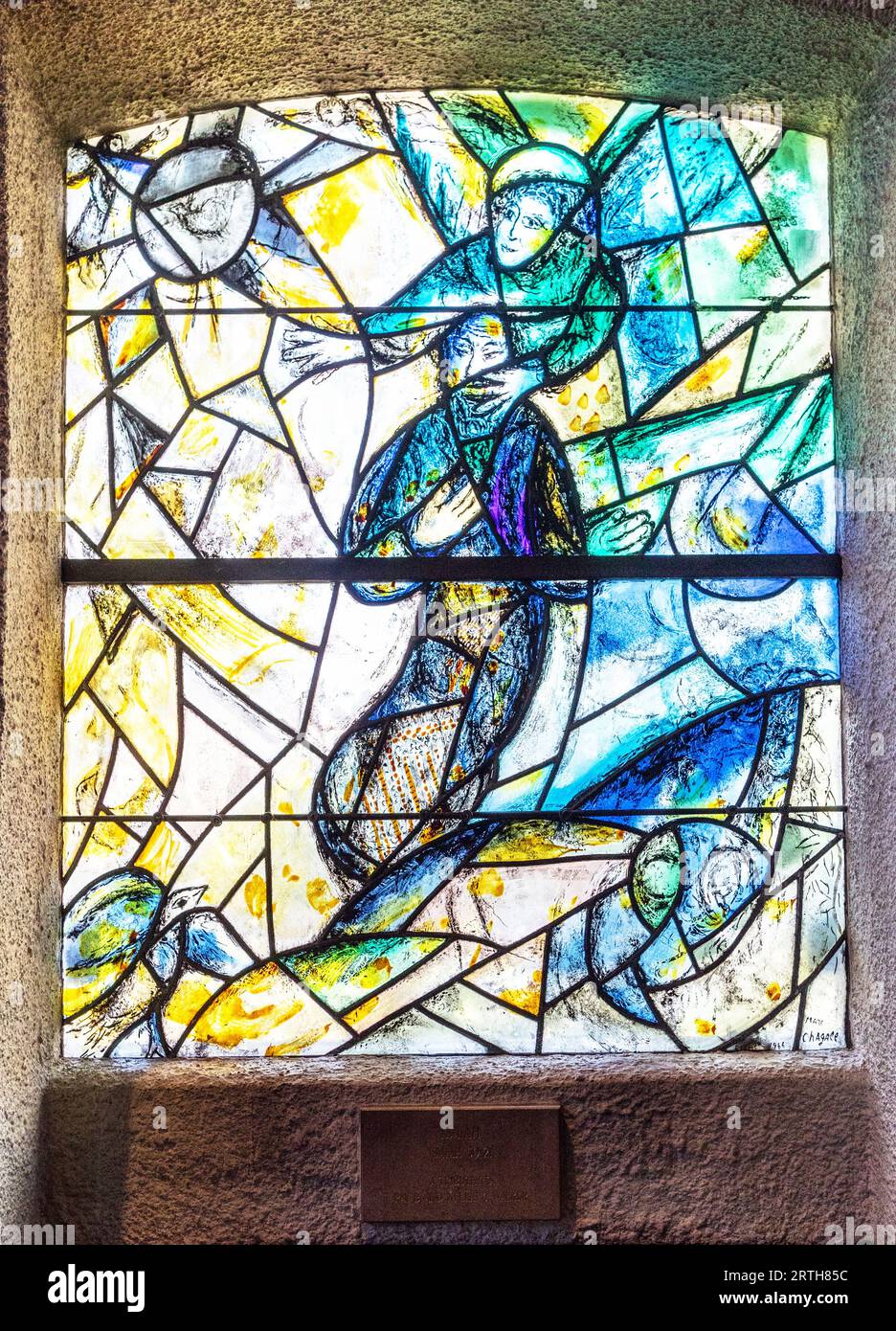 Le vetrate colorate Chagall nella Union Church di Pocantico Hills, New York State USA Foto Stock