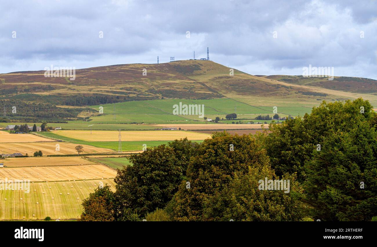 Vista panoramica di settembre sulle Sidlaw Hills e Strathmore Valley a Dundee, Scozia Foto Stock