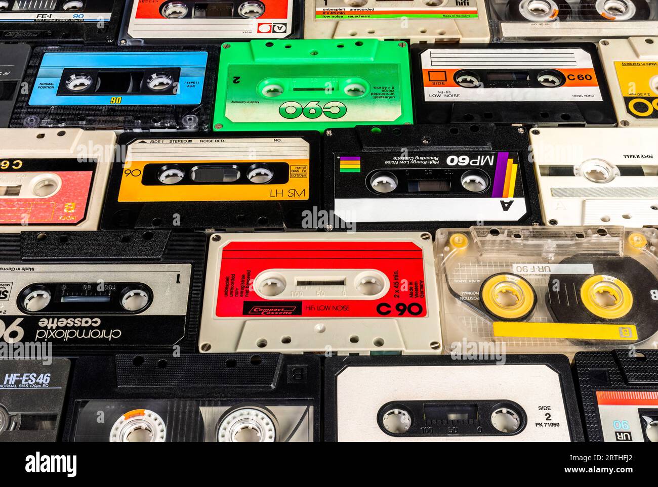 utilizzate cassette audio vintage vari tipi di sfondo Foto Stock