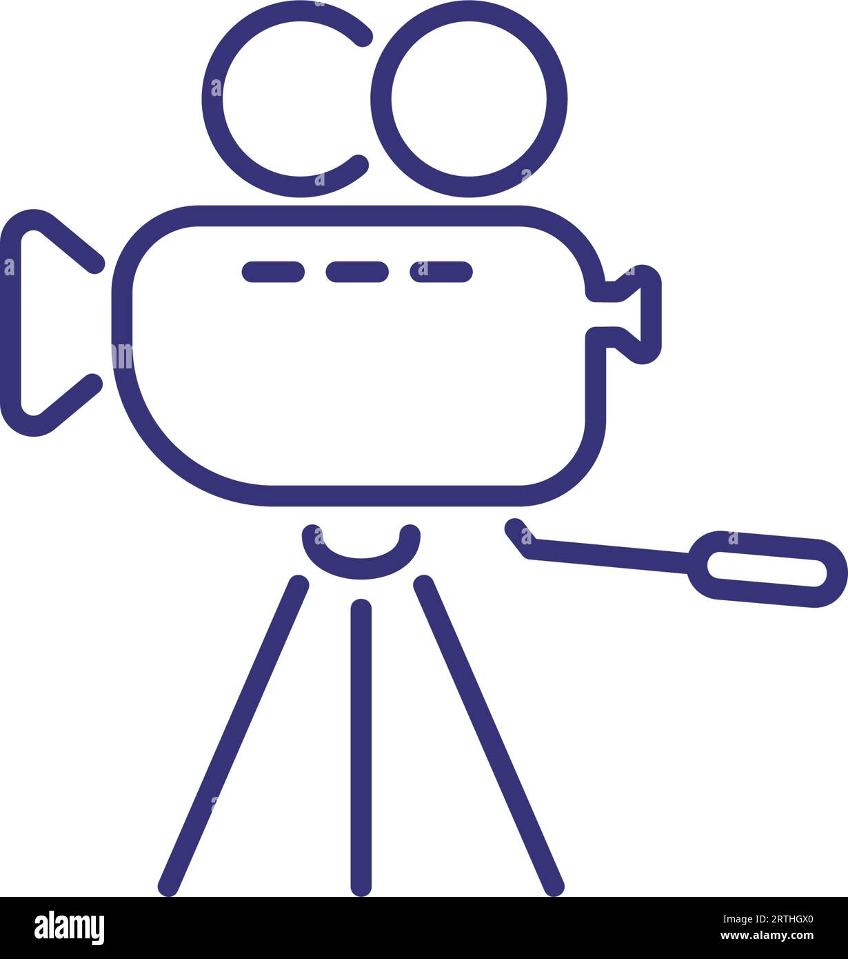 Icona linea telecamera TV. Acquisizione, studio, attrezzature Illustrazione Vettoriale
