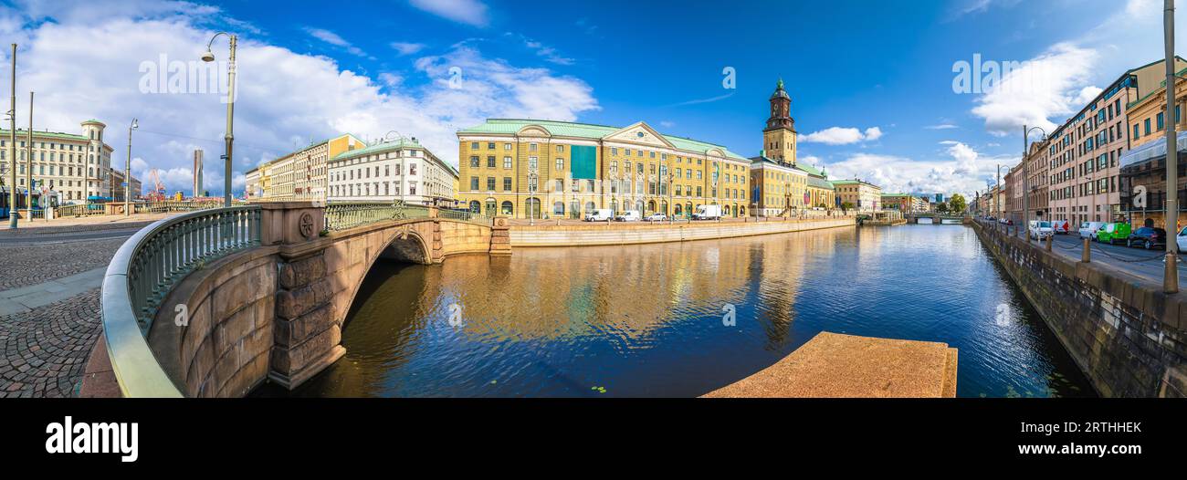 Vista panoramica sulla città di Gothenburg, canale architettonico, Vastra Gotaland, contea di Svezia Foto Stock