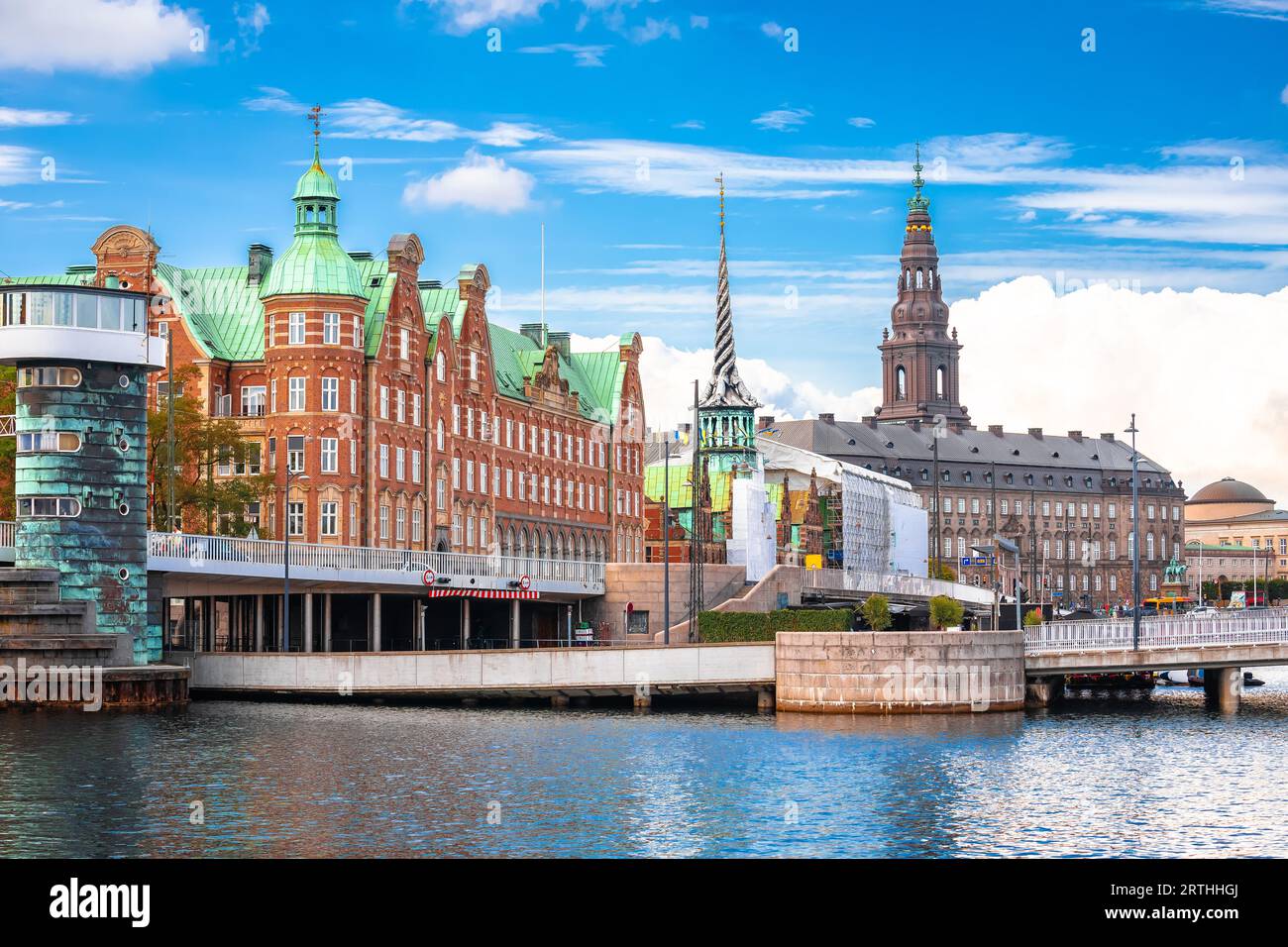 Vista panoramica sul lungomare di Copenaghen, capitale della Danimarca Foto Stock