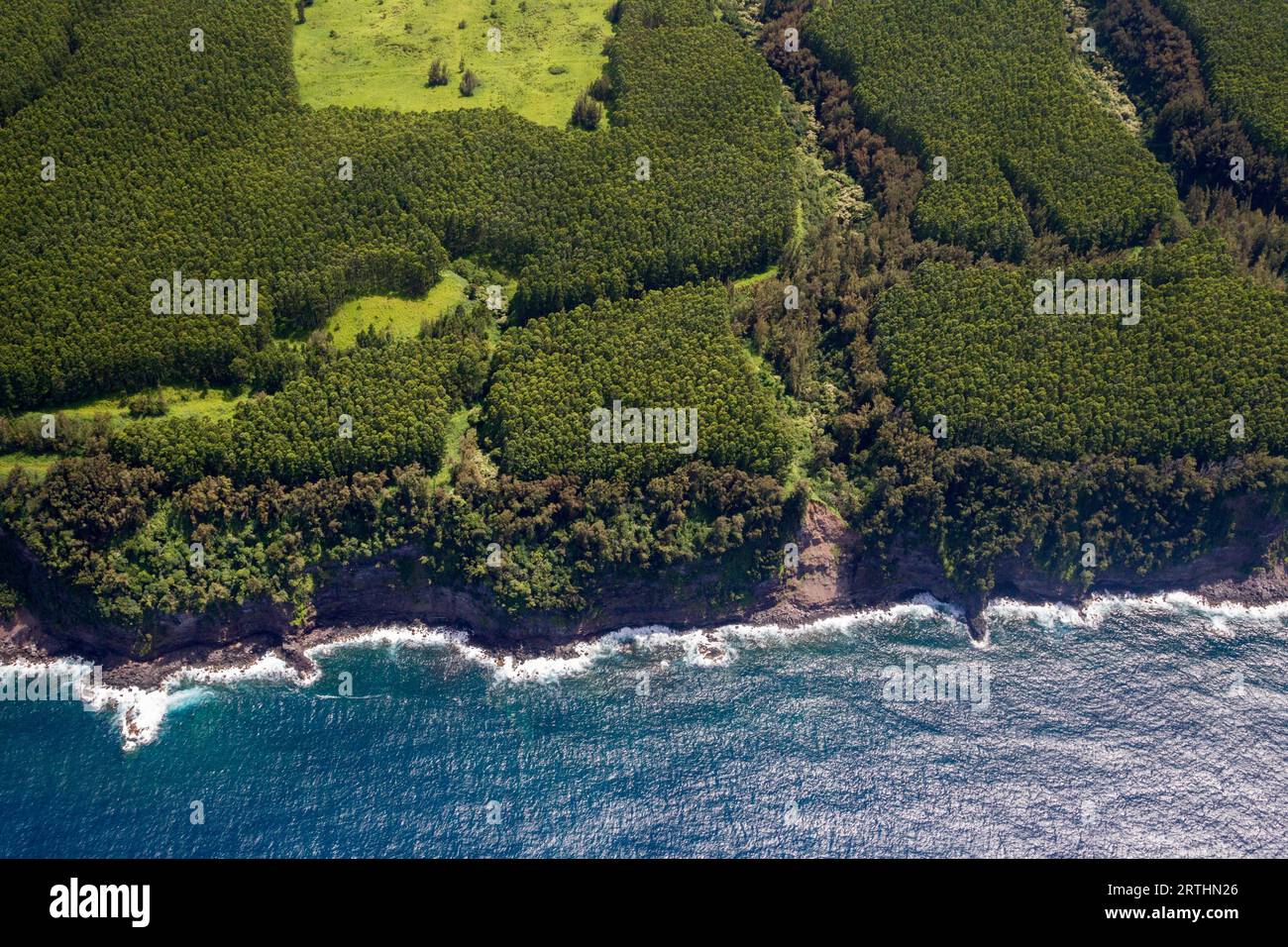 Vista aerea della costa orientale di Big Island, Hawaii, USA Foto Stock