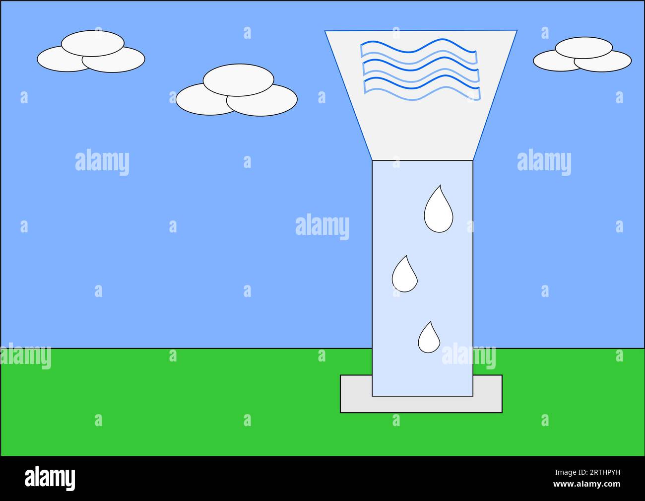 Torre d'acqua con design in natura corrispondente, illustrazione Foto Stock