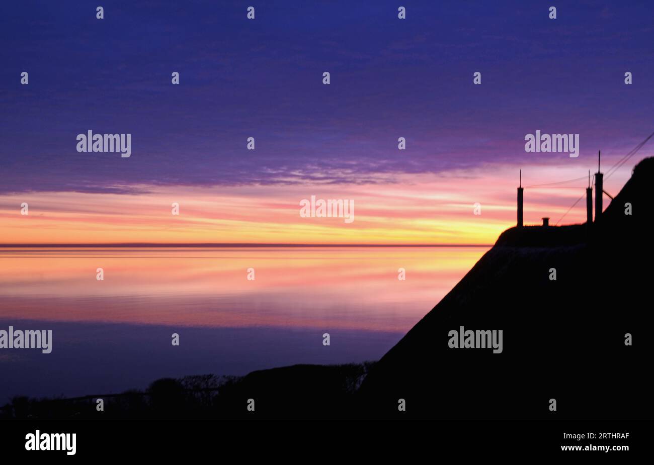 Alba sul mare di Wadden al largo di Sylt Foto Stock