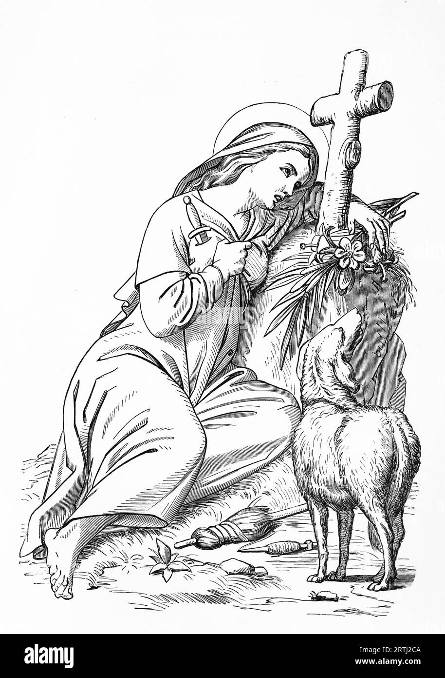 St Solangia. Incisione da vite dei Santi (maggio) di Sabin Baring-Gould, 1897. Foto Stock