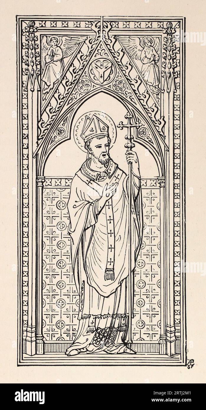 Sant'Agostino, Arcivescovo di Canterbury. Da un disegno di Augustus Welby Northmore Pugin. Incisione da vite dei Santi (maggio) di Sabin Baring-Gould, 1897. Foto Stock