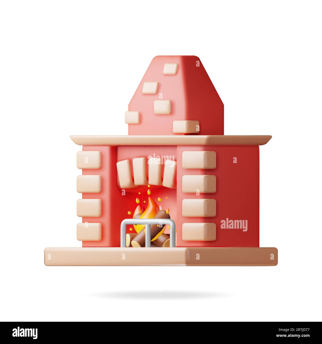 Caminetto 3D con legno bruciato Illustrazione Vettoriale