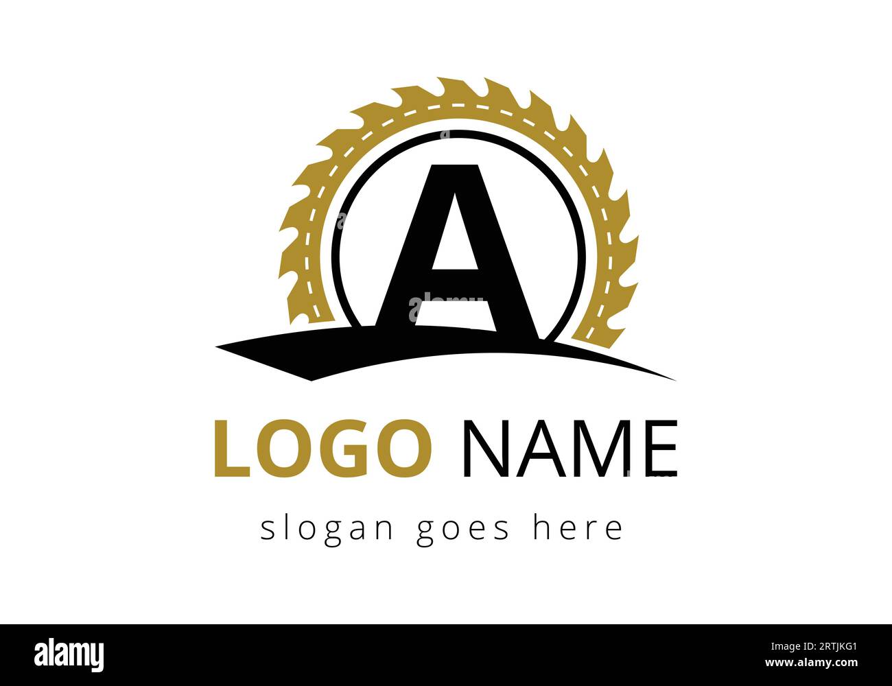 Modello vettore disegno logo lettera A falegname. logo in lavorazione del legno. Emblema del carattere Illustrazione Vettoriale