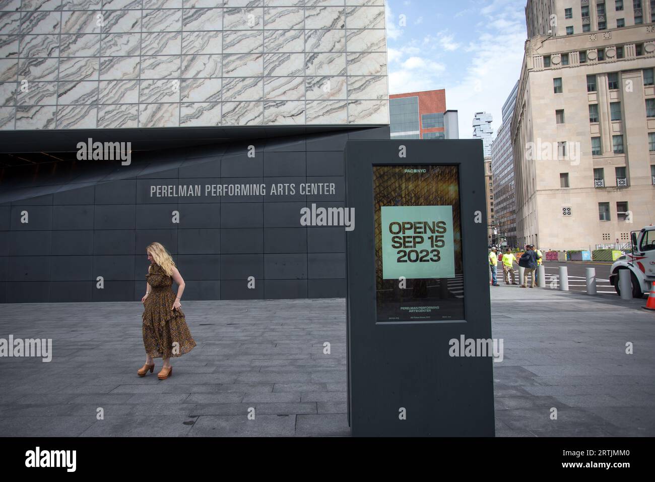 Visita il Perelman Performing Arts Center a Lower Manhattan, New York, il 13 settembre 2023. Il centro delle arti dello spettacolo, costruito al Ground zero a Lower Manhattan, dovrebbe aprire il 19 settembre 2023, con il primo di cinque concerti incentrati sul tema del rifugio. Credito: Brazil Photo Press/Alamy Live News Foto Stock