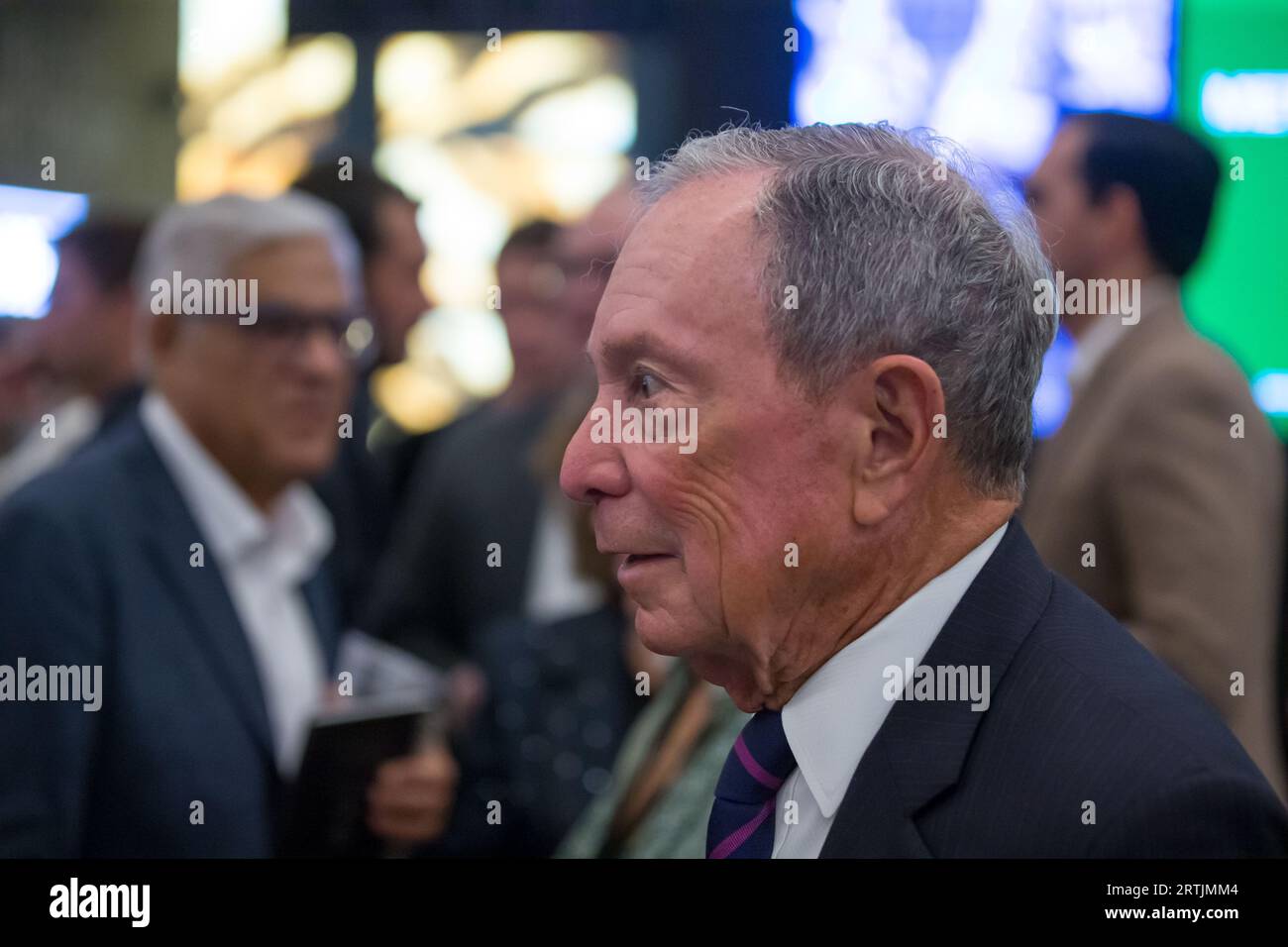 L'ex sindaco di New York Michael Bloomberg parla al Perelman Performing Arts Center (PAC NYC) evento stampa di apertura e cerimonia di taglio del nastro il 13 settembre 2023 a New York. Il centro delle arti dello spettacolo, costruito al Ground zero a Lower Manhattan, dovrebbe aprire il 19 settembre 2023, con il primo di cinque concerti incentrati sul tema del rifugio. Credito: Brazil Photo Press/Alamy Live News Foto Stock