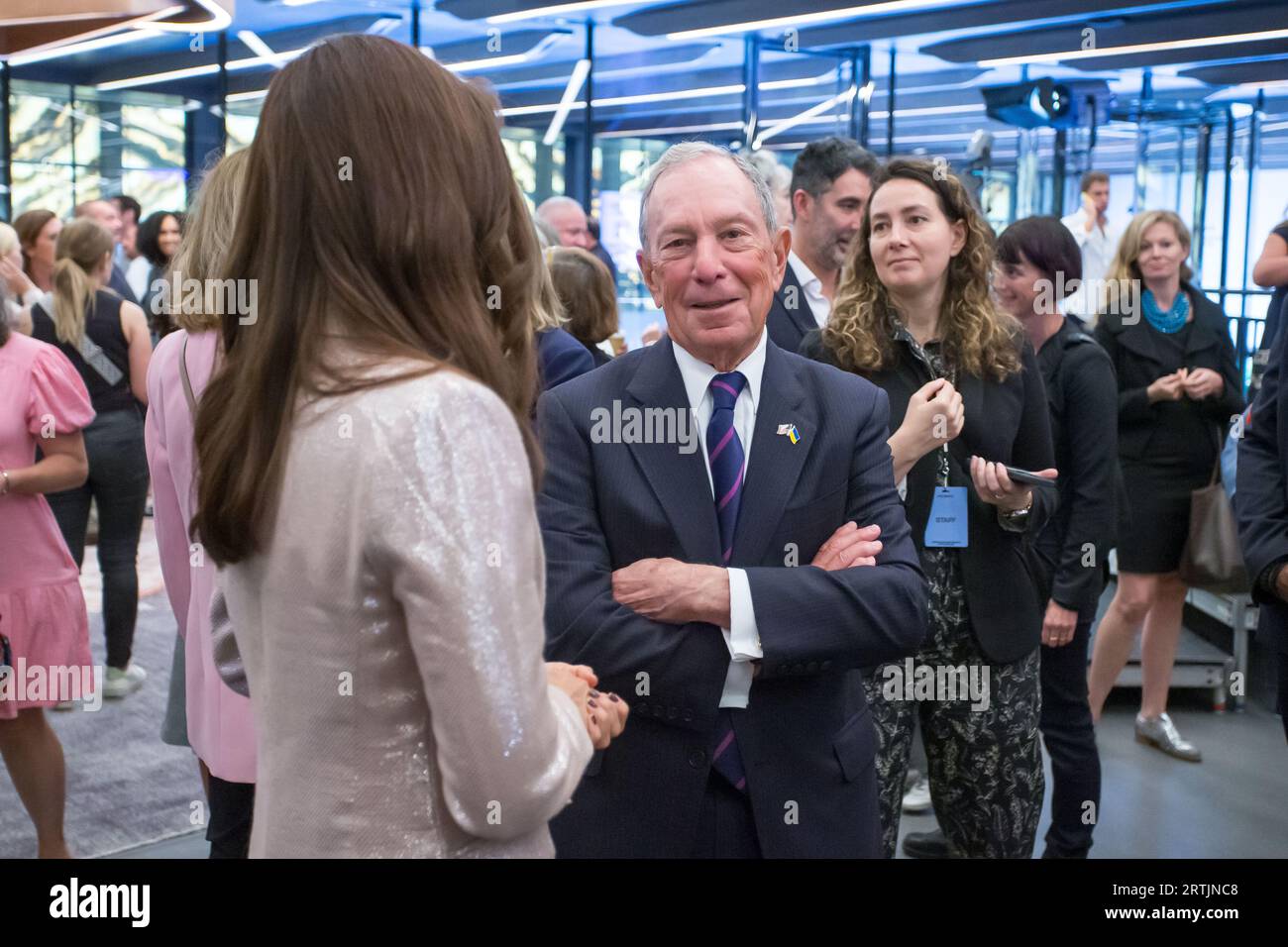 New York City, NY, USA. 13 settembre 2023. L'ex sindaco di New York Michael Bloomberg parla al Perelman Performing Arts Center (PAC NYC) evento stampa di apertura e cerimonia di taglio del nastro il 13 settembre 2023 a New York. Il centro delle arti dello spettacolo, costruito al Ground zero a Lower Manhattan, dovrebbe aprire il 19 settembre 2023, con il primo di cinque concerti incentrati sul tema del rifugio. (Immagine di credito: © William Volcov/ZUMA Press Wire) SOLO USO EDITORIALE! Non per USO commerciale! Foto Stock