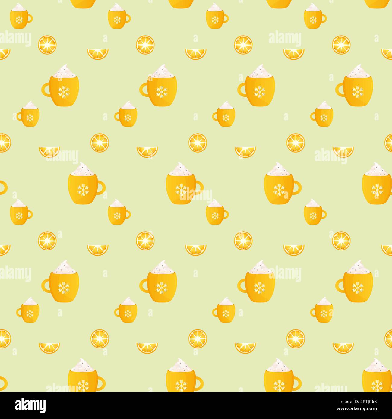 Fantasia di tè invernale senza cuciture con limone e tazza gialla. Illustrazione vettoriale Illustrazione Vettoriale