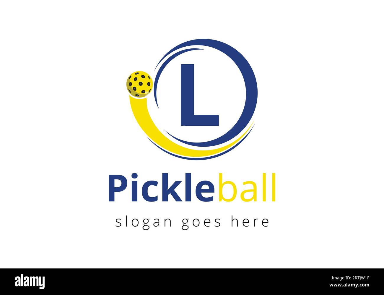 Lettera L iniziale con logo Pickleball concetto con simbolo Pickleball in movimento Illustrazione Vettoriale