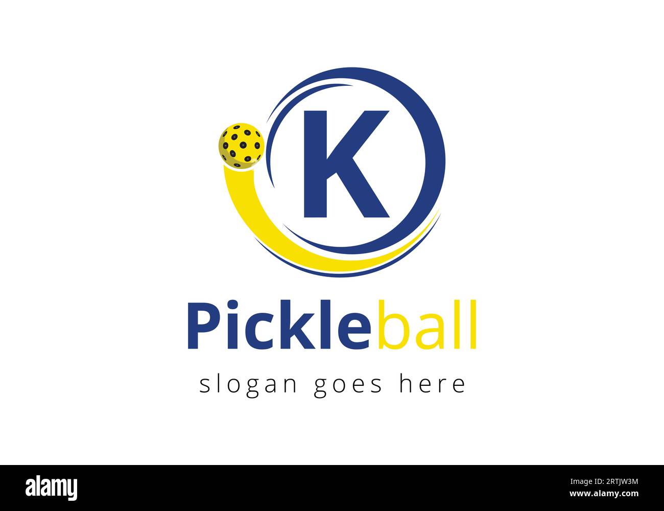 Lettera K iniziale con logo Pickleball concetto con simbolo Pickleball in movimento Illustrazione Vettoriale