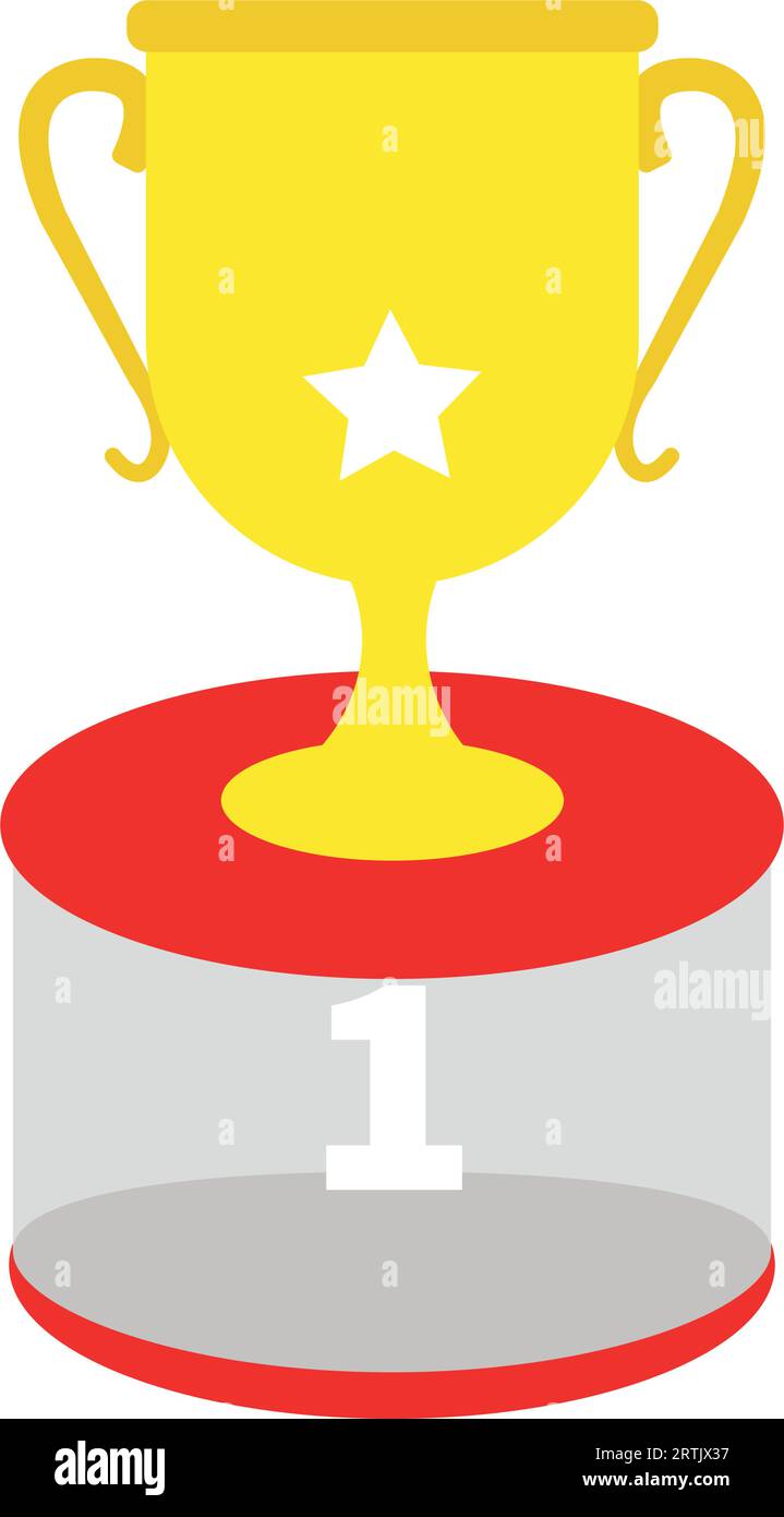 Vincitore Trofeo Podium Gold Cup, Silver Cup, Bronze Cup. Premio sportivo primo e secondo e terzo posto in competizione. Calice del trofeo a premi su pede Illustrazione Vettoriale