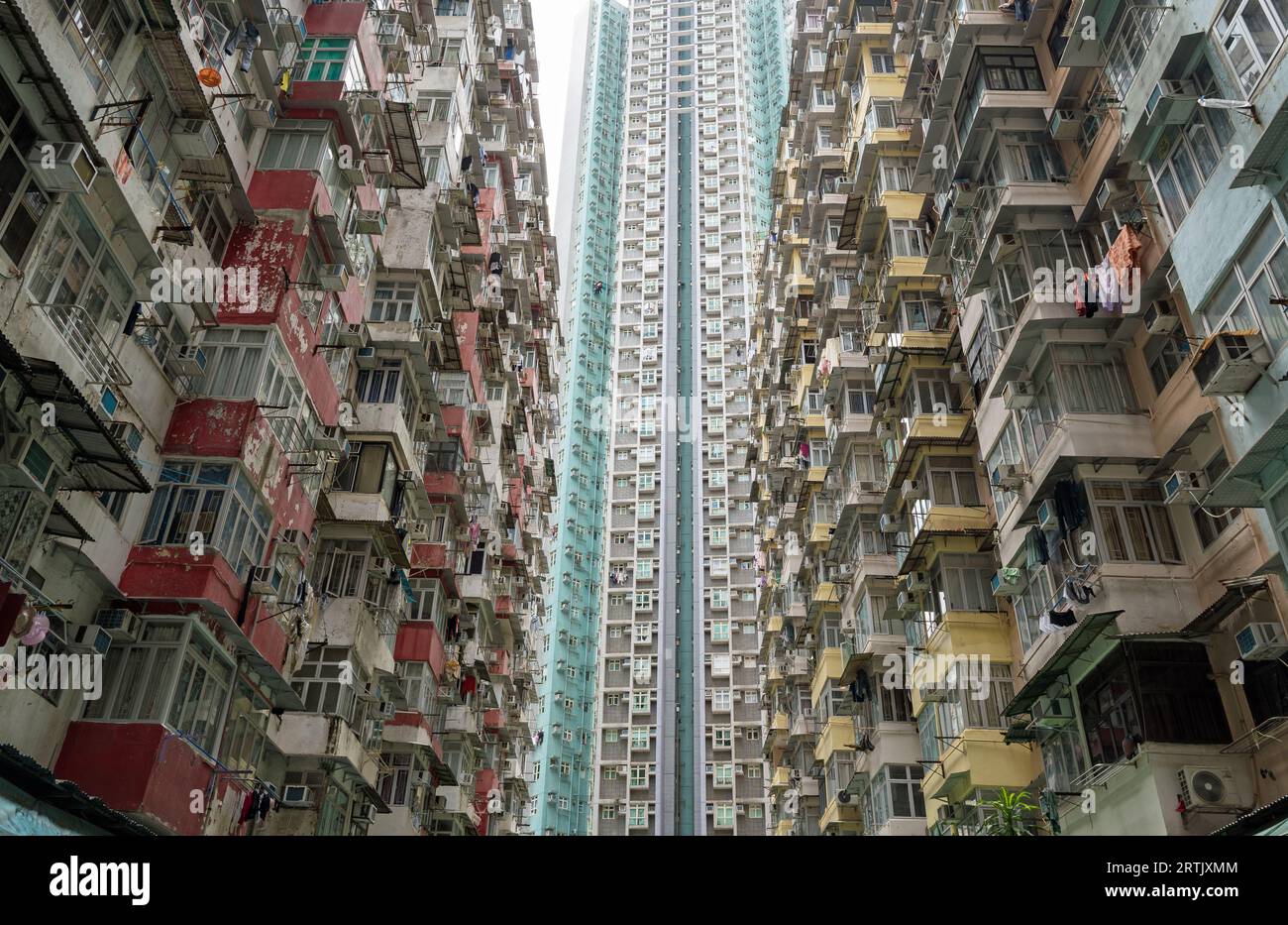 Yick Cheong Monster Building, un grande edificio claustrofobico di appartamenti a Quarry Bay con molte case di persone stipate in un piccolo spazio di Hong Kong Foto Stock