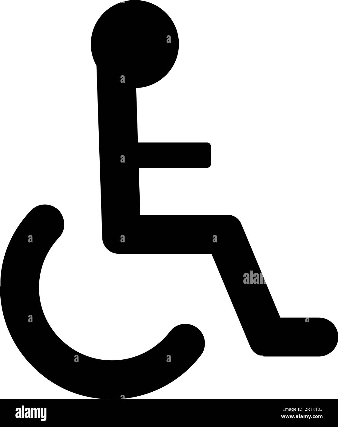 icona sedia a rotelle. Simbolo della giornata mondiale della disabilità, giornata mondiale della consapevolezza dell'autismo. Icona uomo disabile, uomo su sedia a rotelle. Paziente portatore di handicap A. Illustrazione Vettoriale