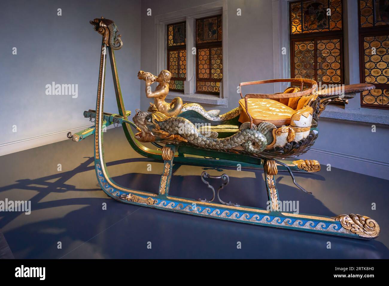 Slitta cerimoniale di lusso presso il Museo Nazionale Svizzero di Zurigo, Svizzera Foto Stock