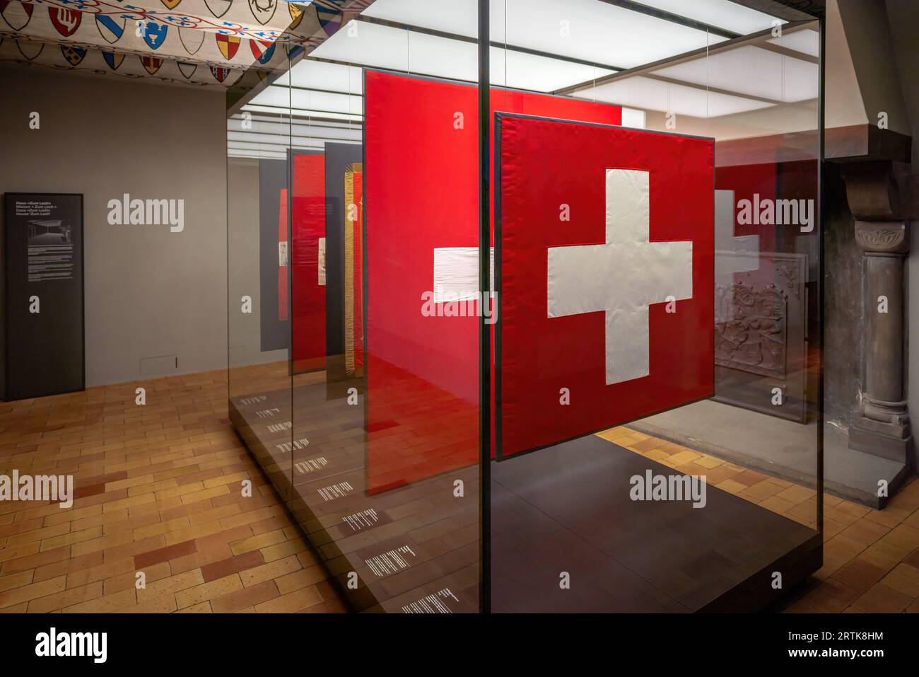Storia delle Bandiere svizzere al Museo Nazionale Svizzero - Zurigo, Svizzera Foto Stock