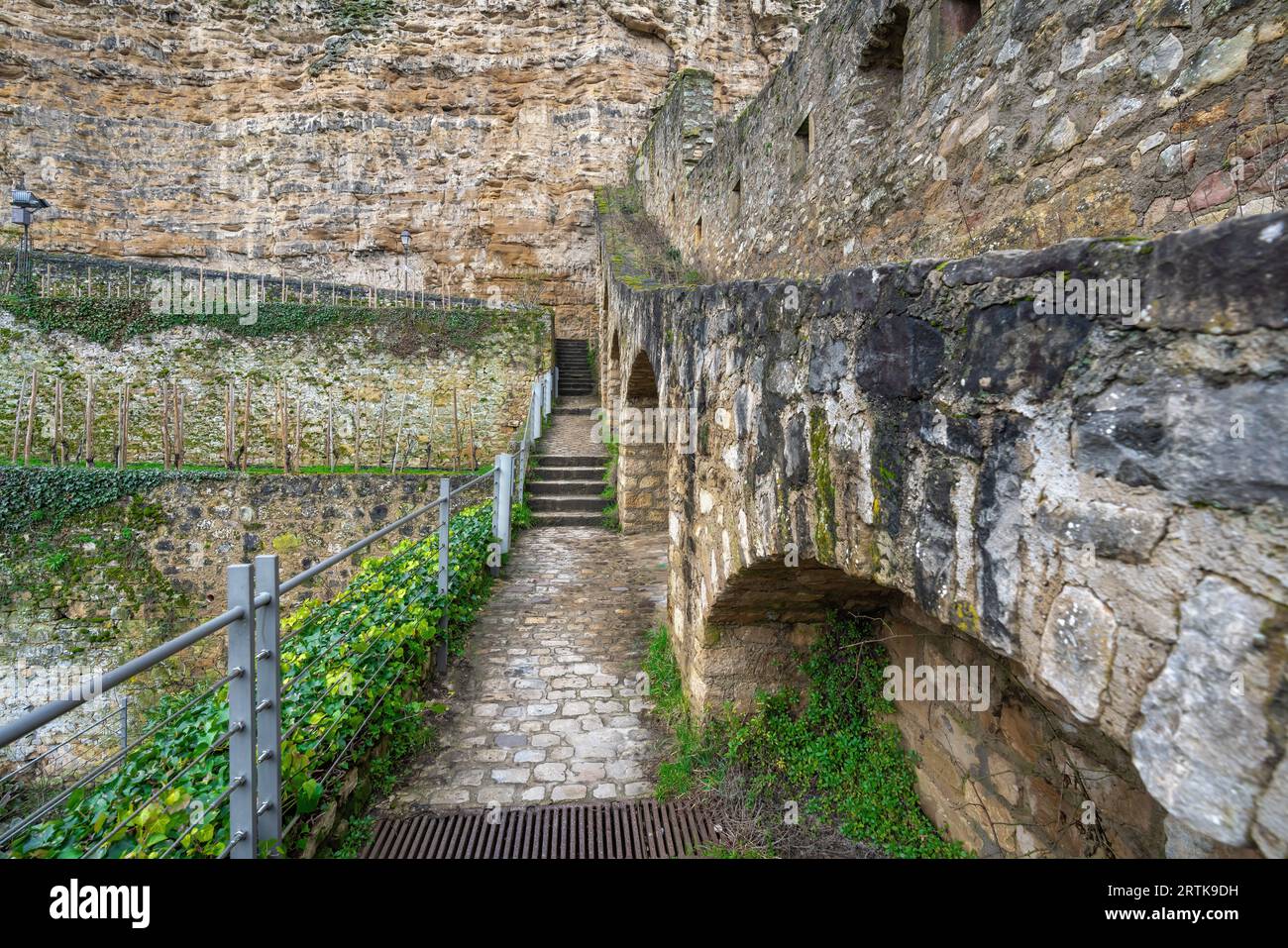 Portici e passerella al Ponte Stierchen - Lussemburgo, Lussemburgo Foto Stock