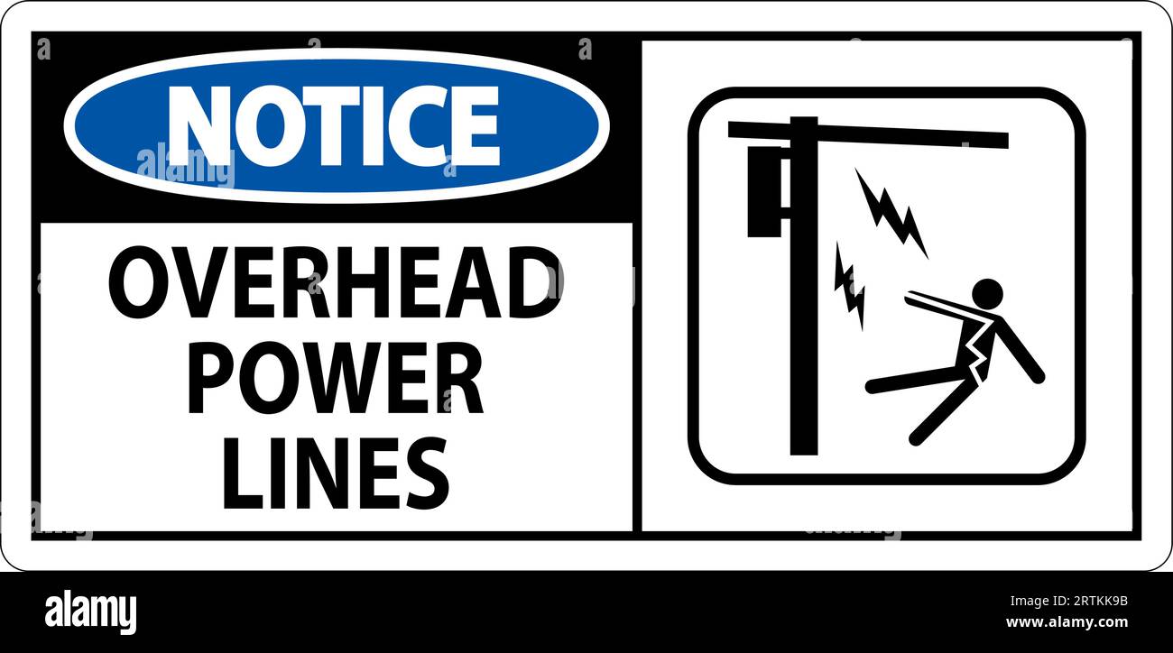 Cartello di avviso linee elettriche aeree Illustrazione Vettoriale
