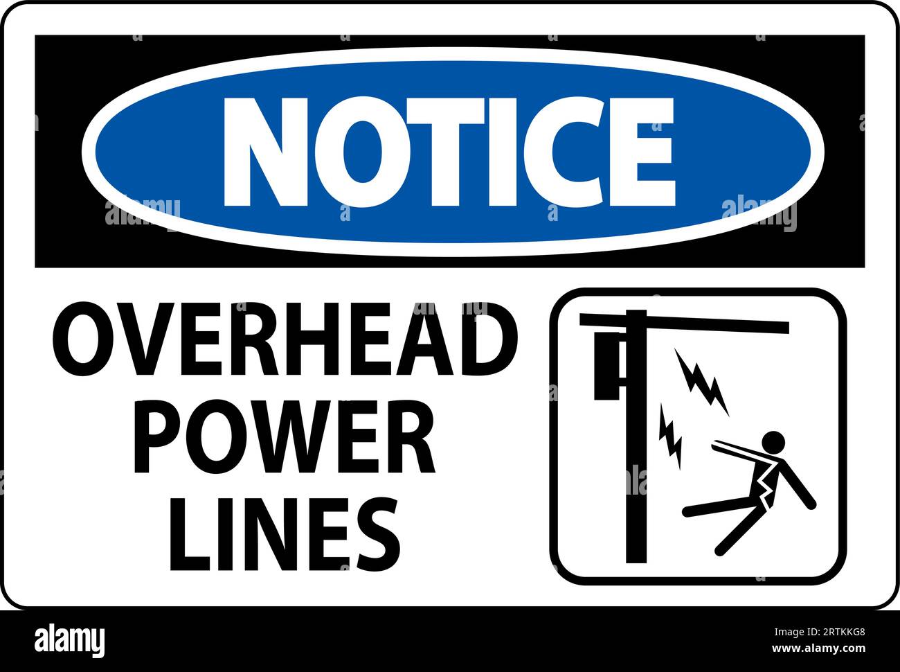 Cartello di avviso linee elettriche aeree Illustrazione Vettoriale