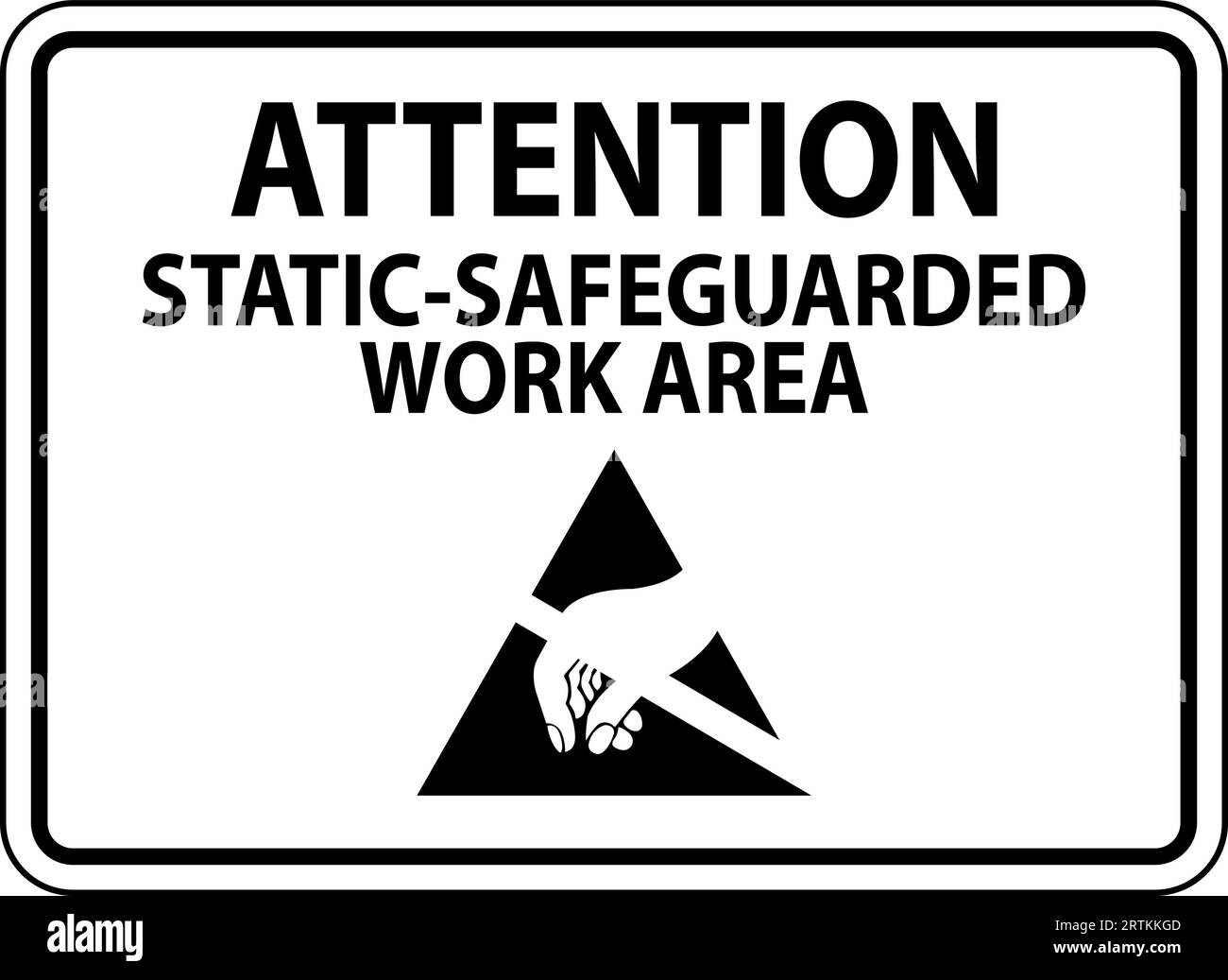 Segnale di avvertenza statico attenzione - area di lavoro protetta da elettricità statica Illustrazione Vettoriale