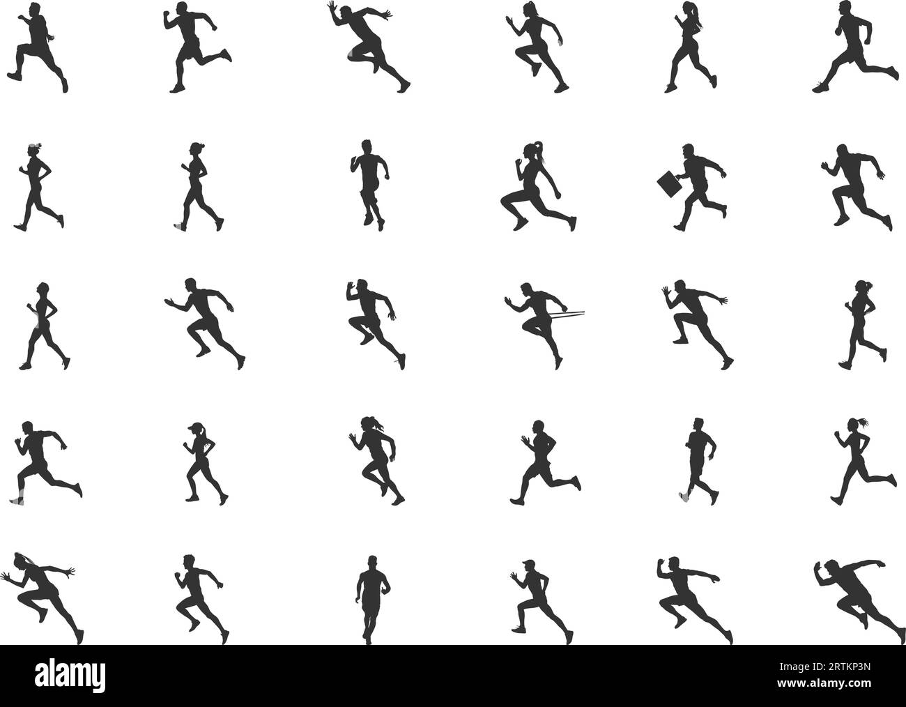 Silhouette running, silhouette running uomo e donna, silhouette running, silhouette people running, set vettoriale running Illustrazione Vettoriale