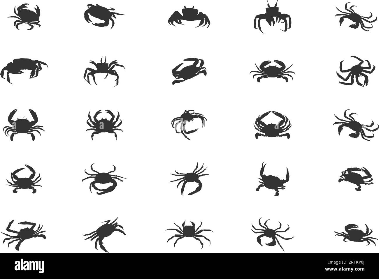 Sagoma granchio, icona granchio, granchio SVG, granchio oceanico SVG, vettore granchio, silhouette a granchio, set a granchio Illustrazione Vettoriale