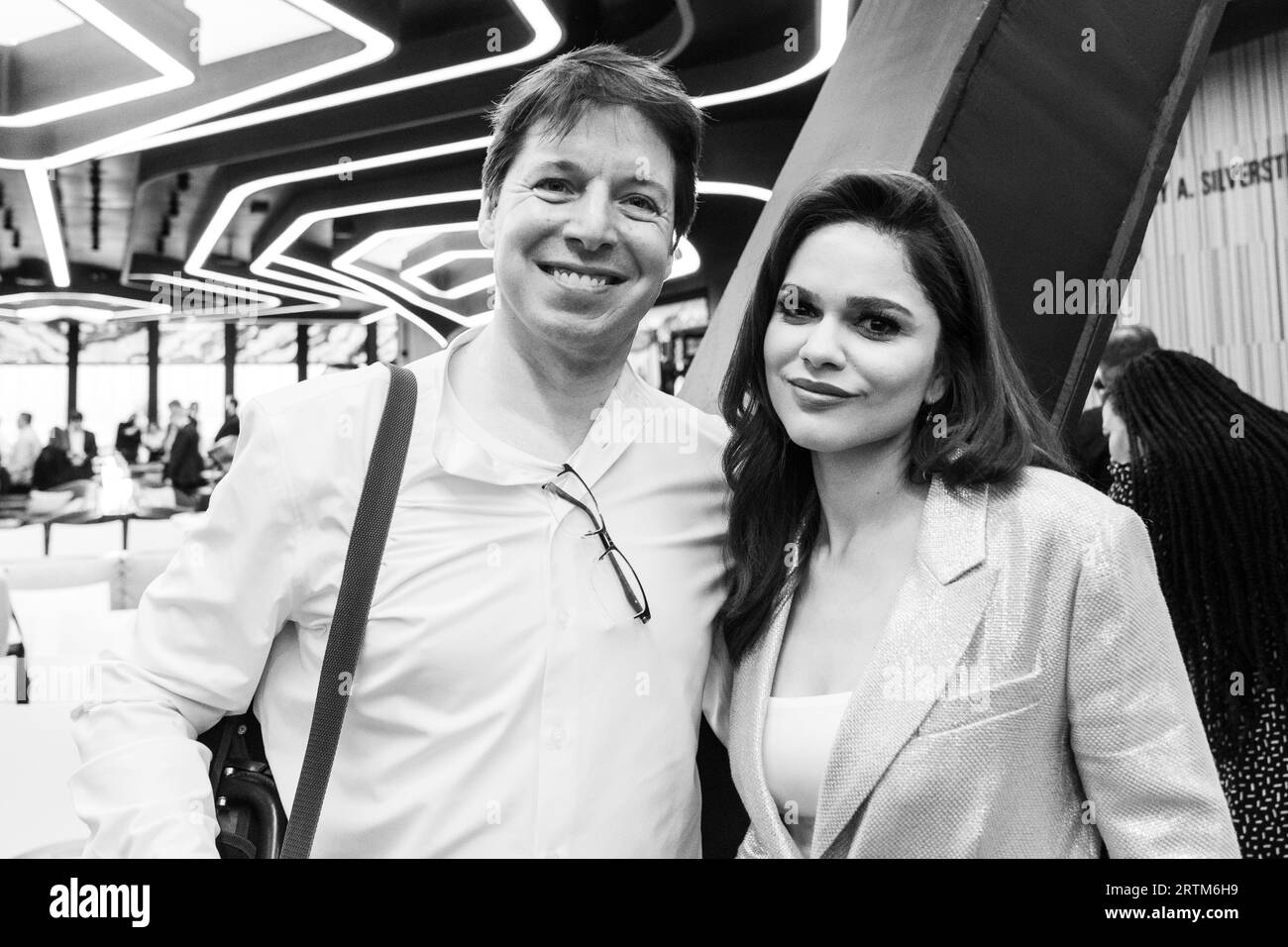 Joshua Bell e Larisa Martinez partecipano all'apertura dell'evento stampa Perelman Performing Arts Center e al taglio del nastro a New York il 13 settembre 2023 Foto Stock