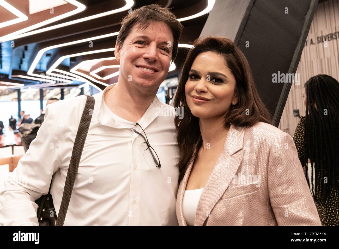 Joshua Bell e Larisa Martinez partecipano all'apertura dell'evento stampa Perelman Performing Arts Center e al taglio del nastro a New York il 13 settembre 2023 Foto Stock